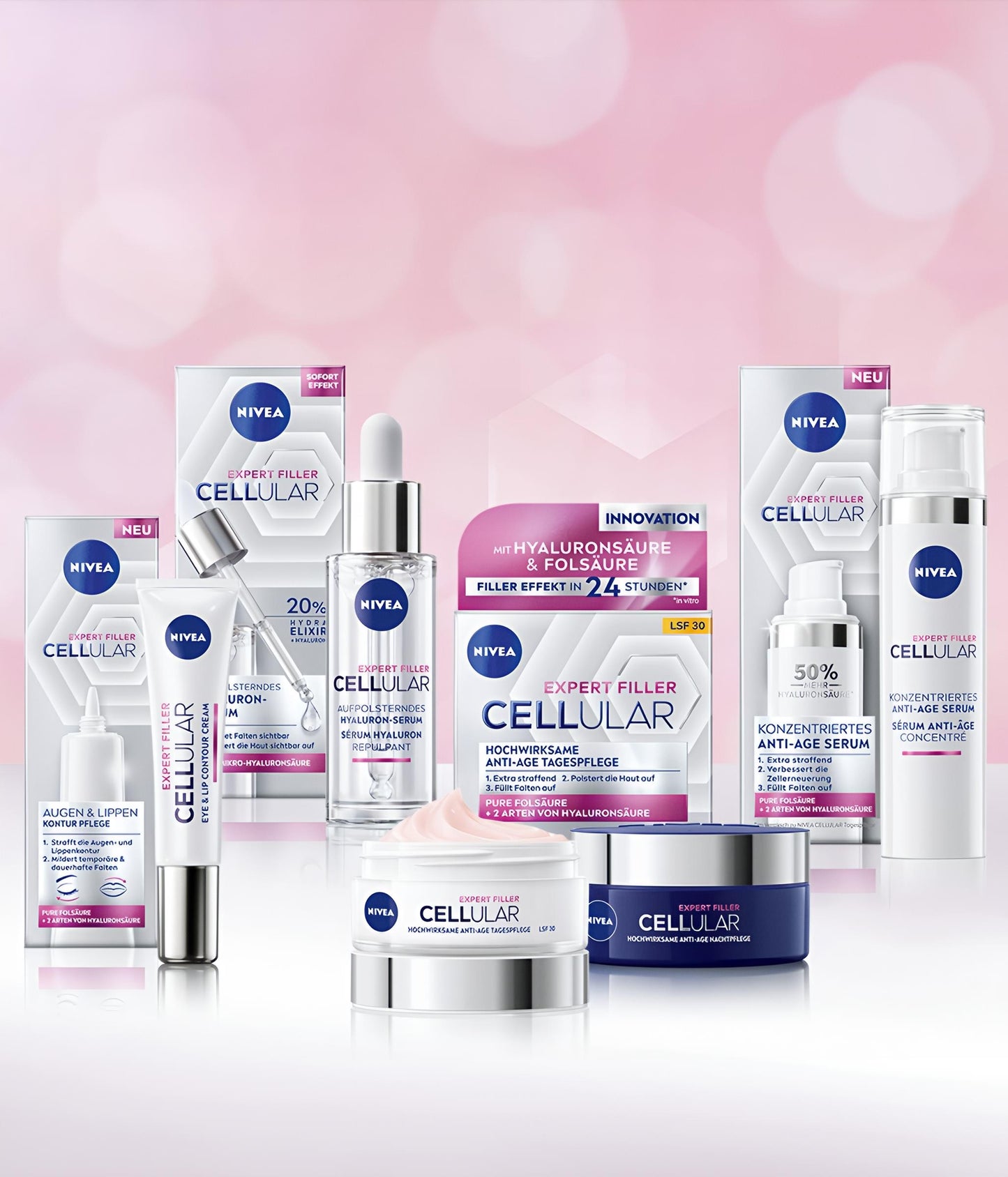 NIVEA CELLular Expert Filler Anti-Age Serum Gezicht - Skincare voor Ouder wordende huid - Gezichtsserum met hyaluronzuur en Puur Foliumzuur - 40 ml