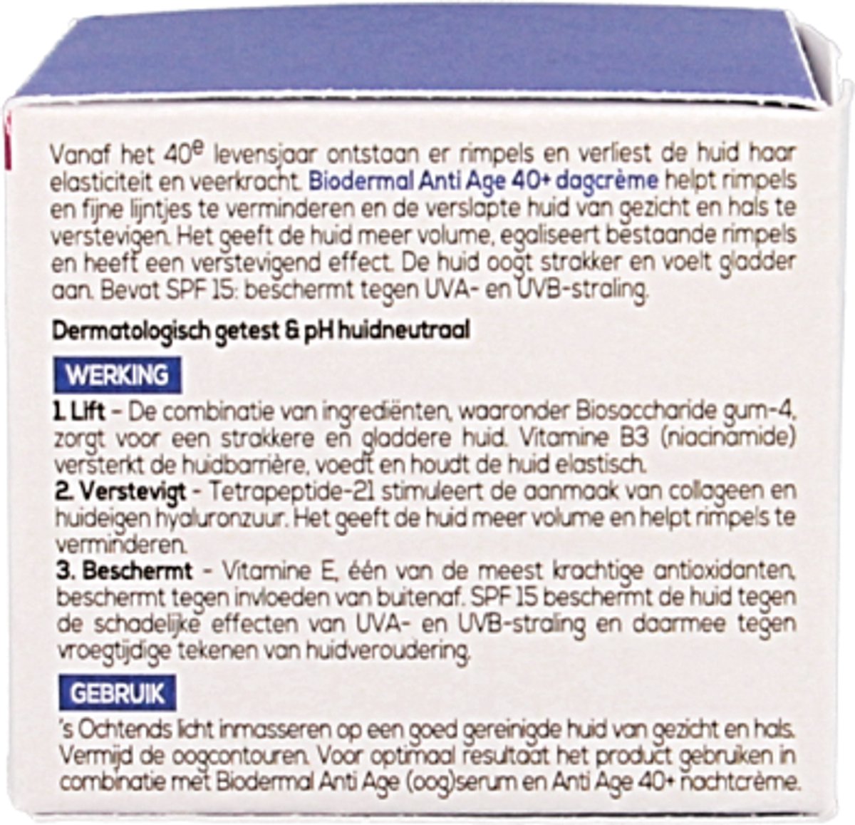 Biodermal Anti Age dagcrème 40+ - Dagcrème met hyaluronzuur en vitamine C - met SPF15 - anti rimpel creme vrouwen - 50ml