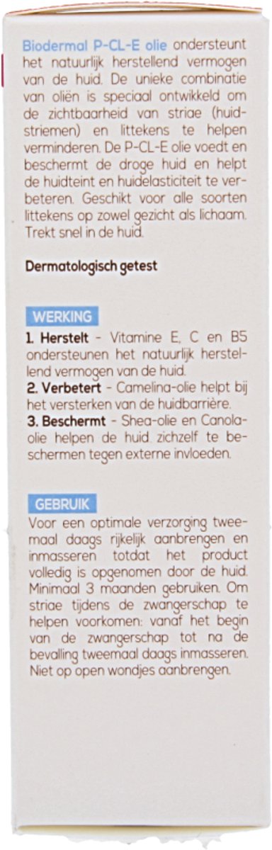 Biodermal P-CL-E Olie - Huidolie - Huidverzorging voor striae, littekens en drog
