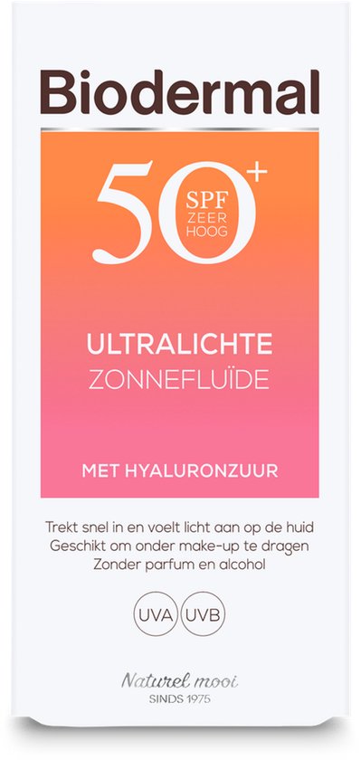 Biodermal Ultralichte Zonnefluide - Zonnebrand met SPF50+ - met hyaluronzuur - Zonnebrand gezicht