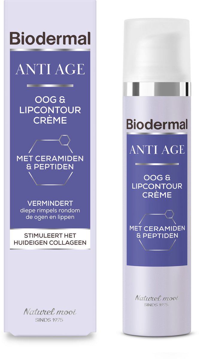 Biodermal Anti Age Oog- en Lipcontourcrème'- oogcreme - verminderd diepe rimpels, wallen en donkere kringen rondom de ogen en lippen - 15ml