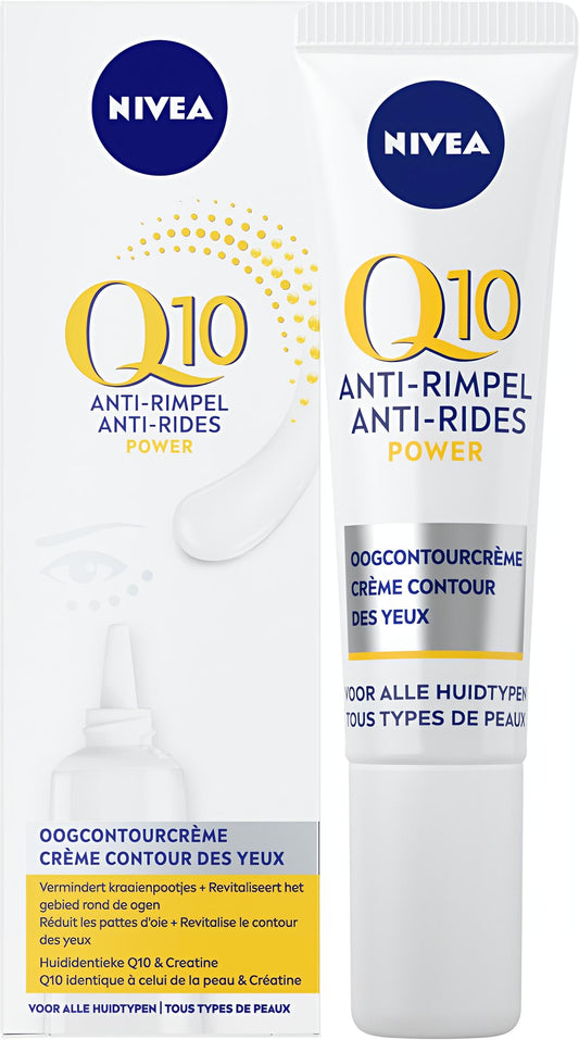 NIVEA Q10 POWER Oogcontourcrème - Alle huidtypen - Oogcrème met Q10 en creatine - Tegen Donkere Kringen en Wallen - Anti Rimpel Eye Cream - 15 ml