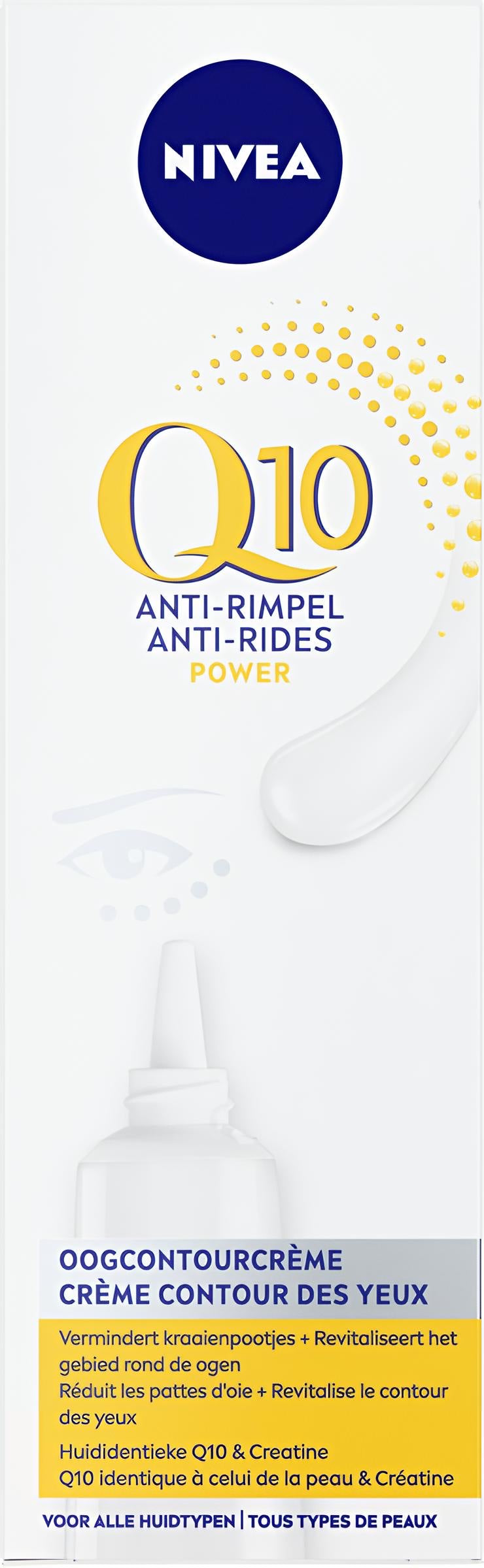 NIVEA Q10 POWER Oogcontourcrème - Alle huidtypen - Oogcrème met Q10 en creatine - Tegen Donkere Kringen en Wallen - Anti Rimpel Eye Cream - 15 ml