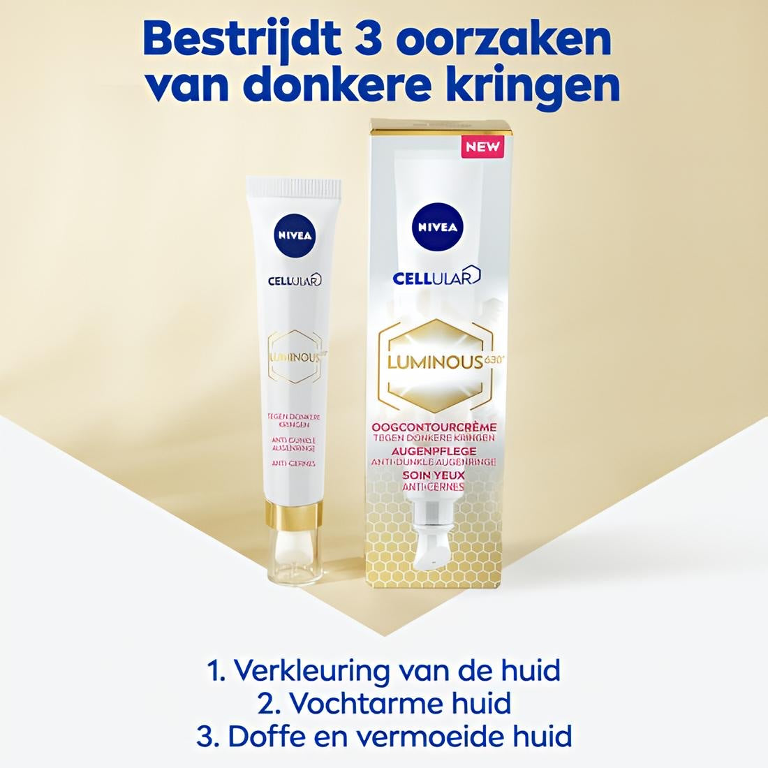 NIVEA CELLular LUMINOUS630 Oogcontourcrème - Oogcrème Donkere Kringen en Wallen en Anti rimpel - Alle huidtypen - Met hyaluronzuur en cafeïne - Eye Cream - 15 ml