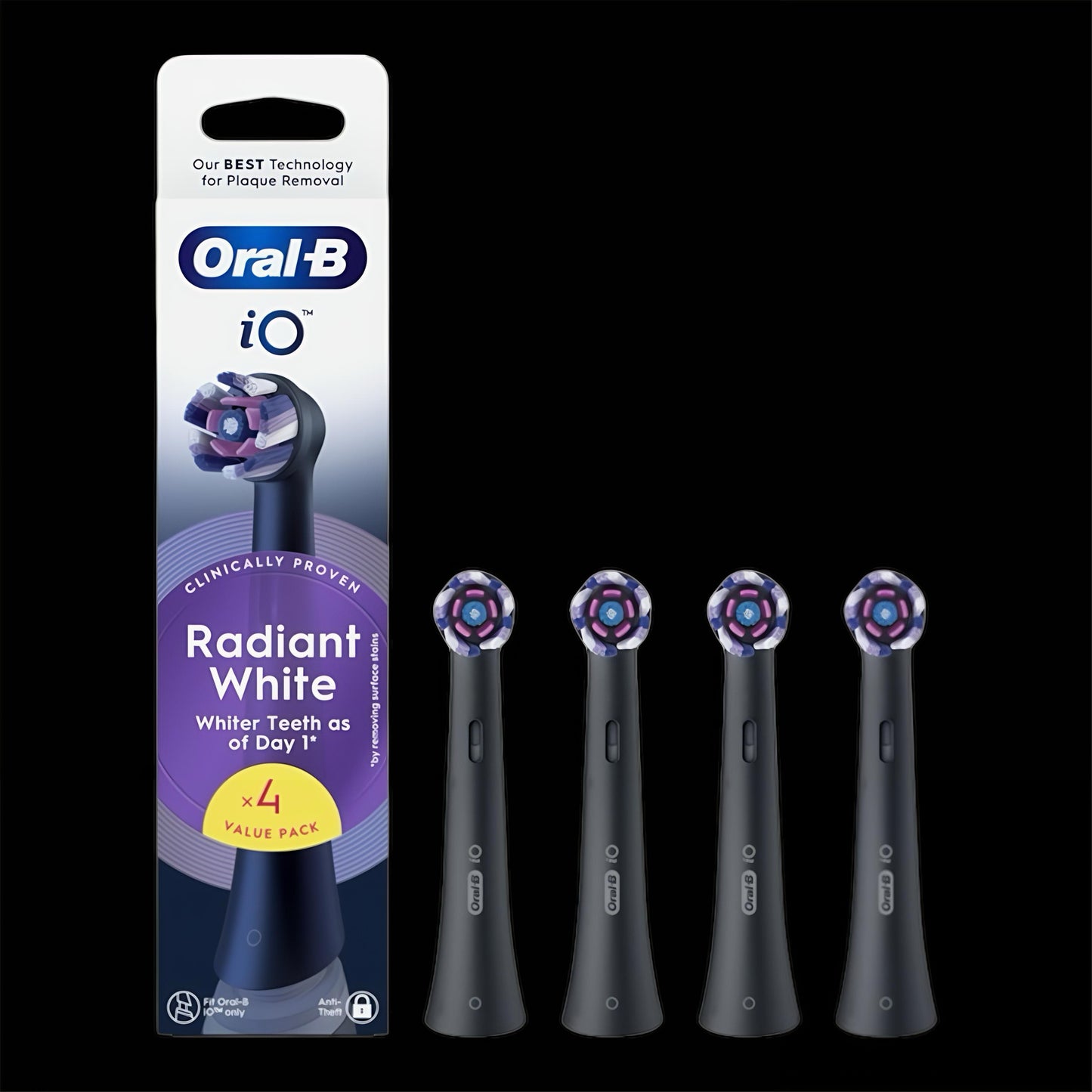 Oral-B Opzetborstels iO Radiant White Zwart - 4 stuks