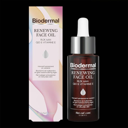 Biodermal gezichtsolie - Renewing Face Oil met krachtige huideigen antioxidanten Q10 - Perfect te mengen met dagcrème - Anti age Olie - 30ml