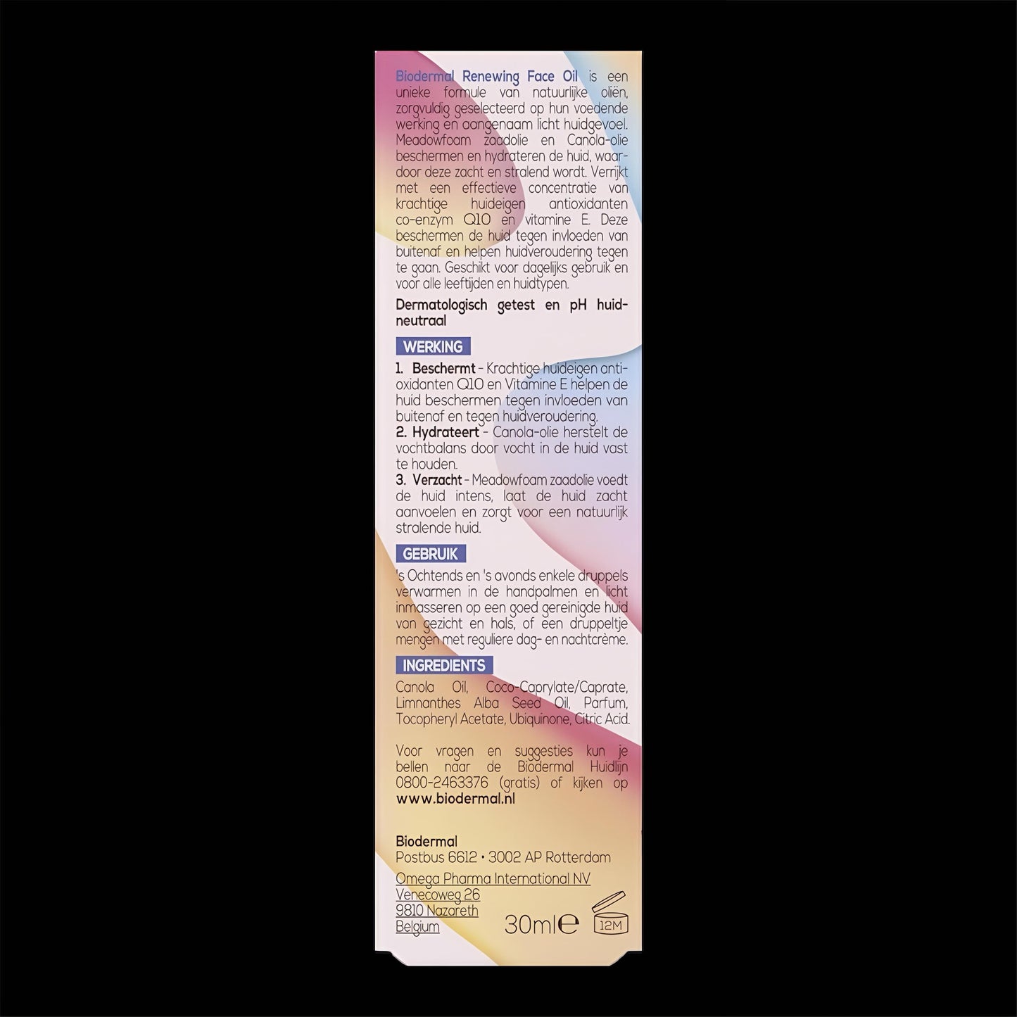Biodermal gezichtsolie - Renewing Face Oil met krachtige huideigen antioxidanten Q10 - Perfect te mengen met dagcrème - Anti age Olie - 30ml