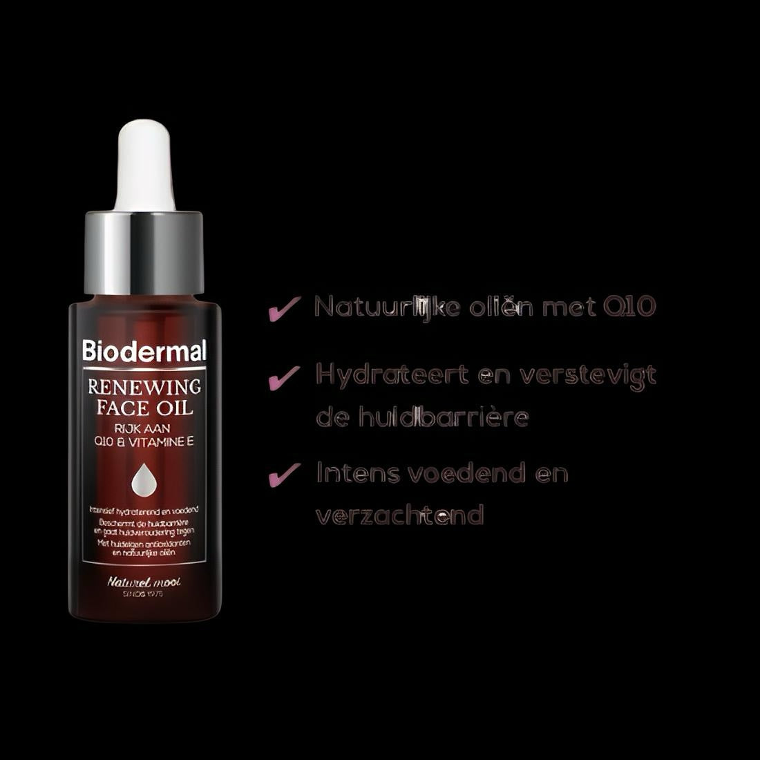 Biodermal gezichtsolie - Renewing Face Oil met krachtige huideigen antioxidanten Q10 - Perfect te mengen met dagcrème - Anti age Olie - 30ml