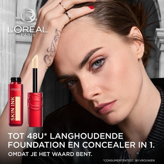 L’Oréal Paris Infaillible Skin Ink 100 Light Warm Foundation - Langhoudende Foundation en Concealer in 1 - Lichte textuur - 15ml