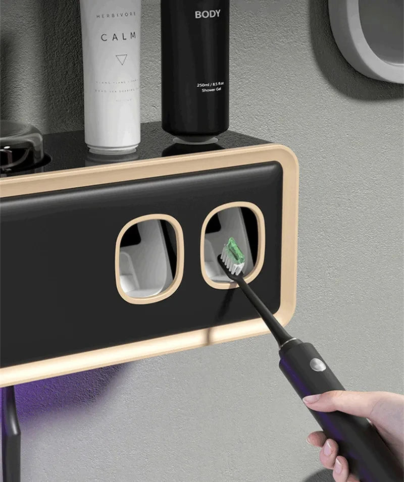 UV-tandenborstelhouder, dieptesterilisator, tandpastaknijper, energiezuinig, USB-opladen, sneldrogend, wandgemonteerd badkamerrek