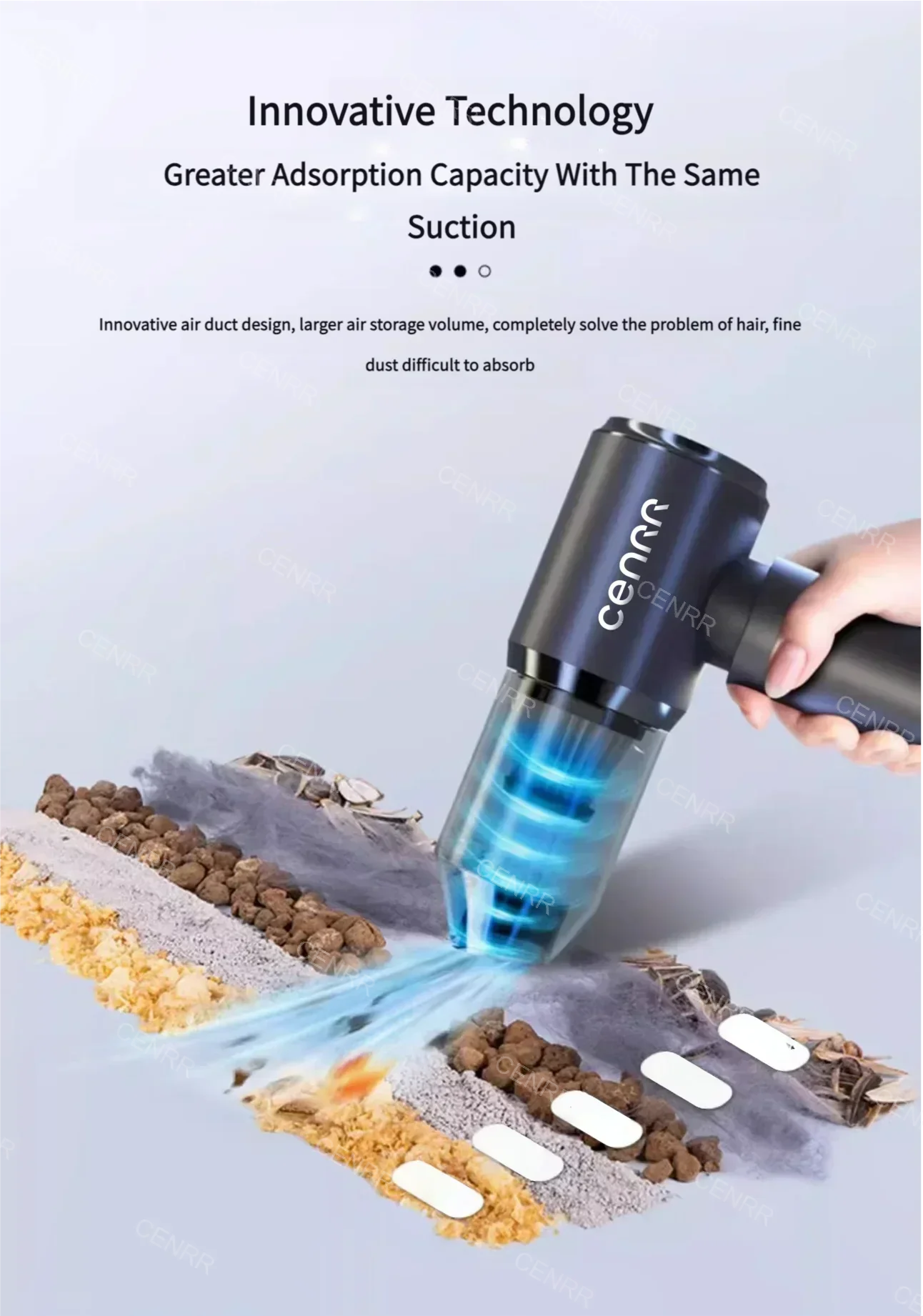 CENRR 210000PA Mini Car Vacuum Cleaner Wireless Powerful Vacuum Car Cleaner Handheld Portable Vacuum Cleaner Cleaning Machine