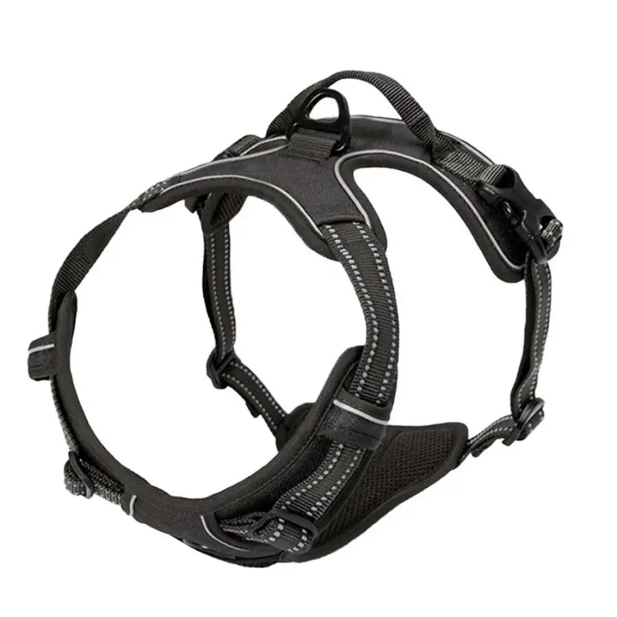 Hondentuigje tegen trekken, met clip aan de voorkant, stevige reflecterende handgreep voor gemakkelijke controle, geschikt voor het uitlaten van grote honden.