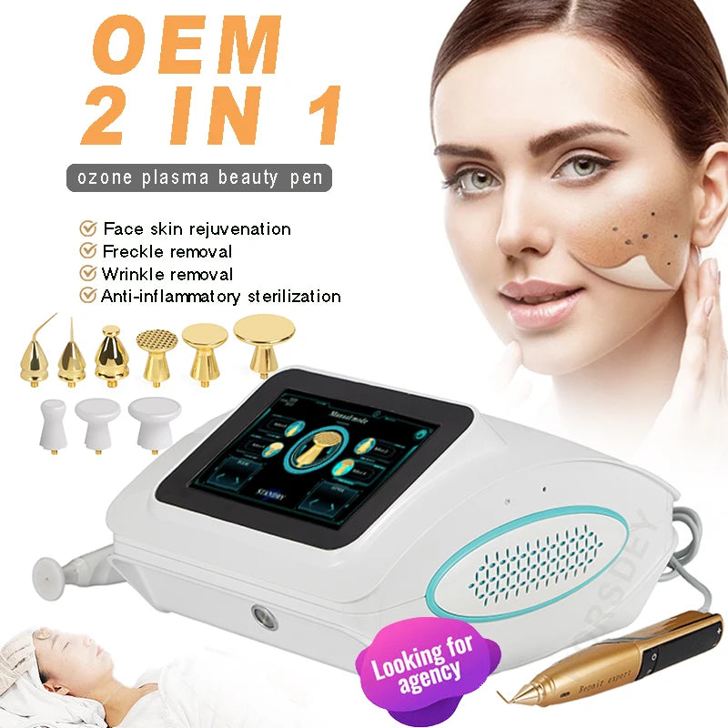 Nieuwe professionele 2-in-1 koudplasma-ozon-goud plasmapen voor het verwijderen van moedervlekken en het liften van oogleden.