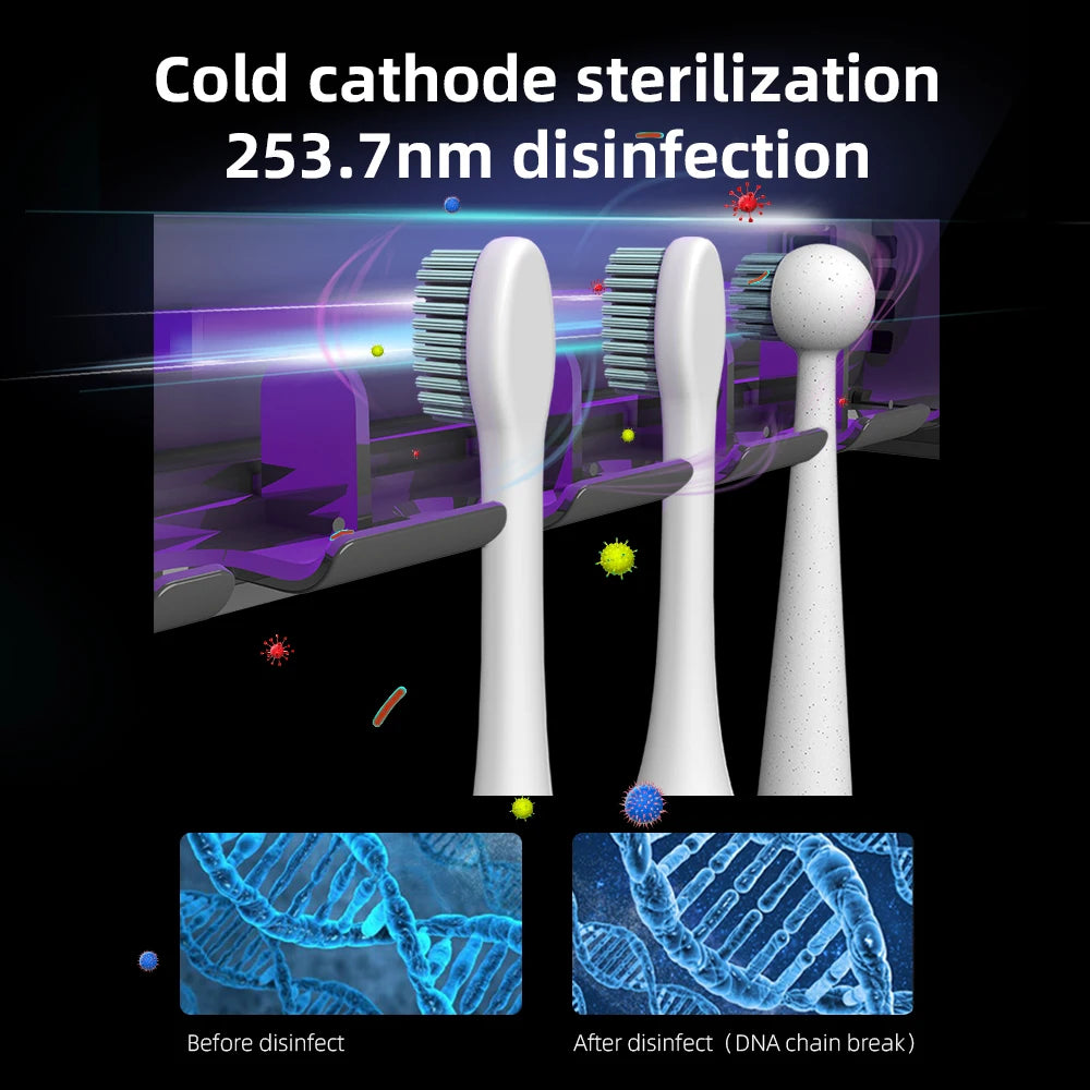 UV-tandenborstelhouder, oplaadbaar, sneldrogend, opberg- en sterilisator voor tandenborstels en scheermesjes met LED-display, badkameraccessoires