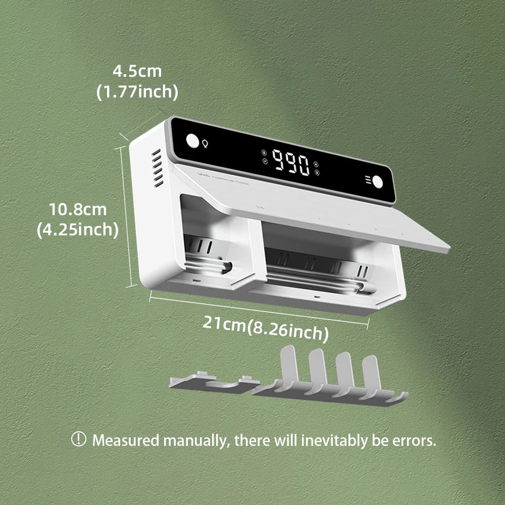 UV-tandenborstelhouder, oplaadbaar, sneldrogend, opberg- en sterilisator voor tandenborstels en scheermesjes met LED-display, badkameraccessoires